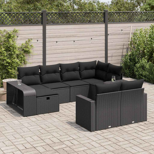 10-delige Loungeset met kussens poly rattan zwart is nu te koop bij PeponiXL, paradijselijk wonen!