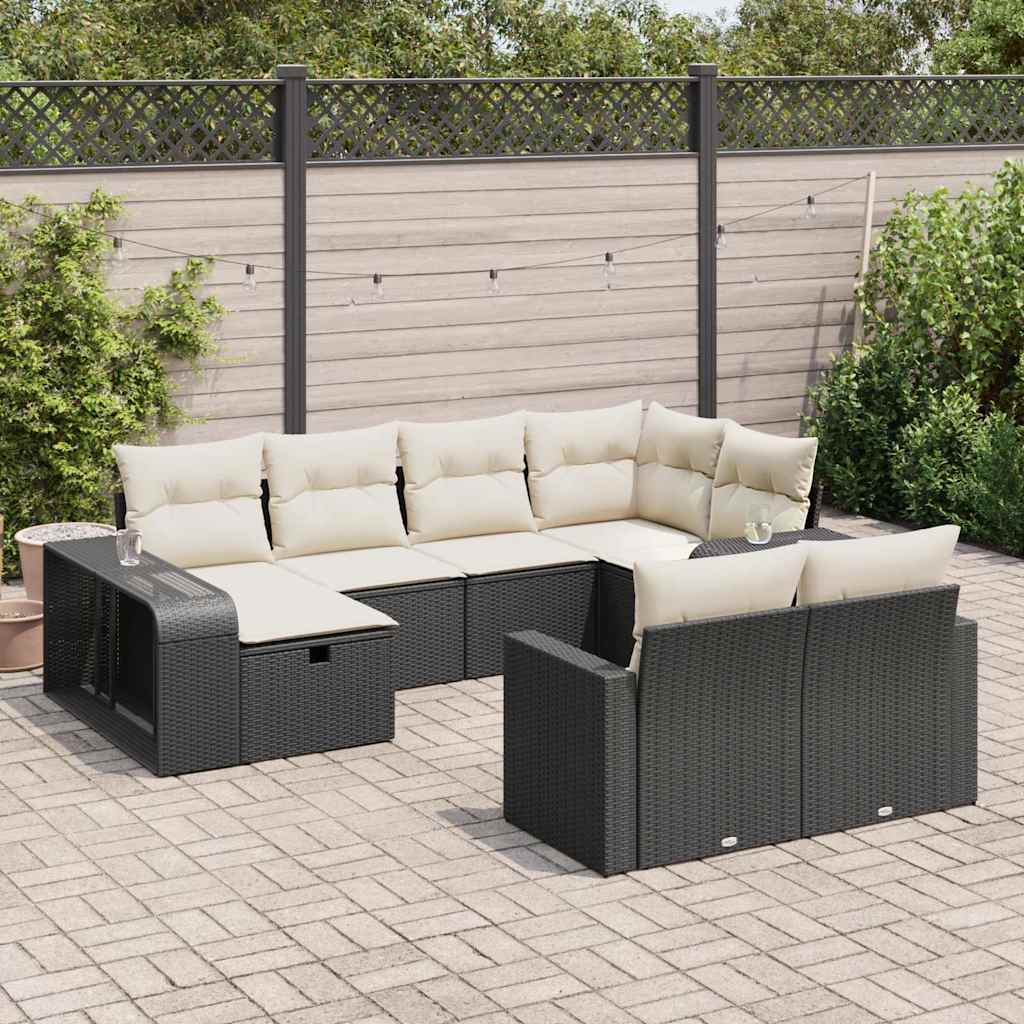 10-delige Loungeset met kussens poly rattan zwart is nu te koop bij PeponiXL, paradijselijk wonen!