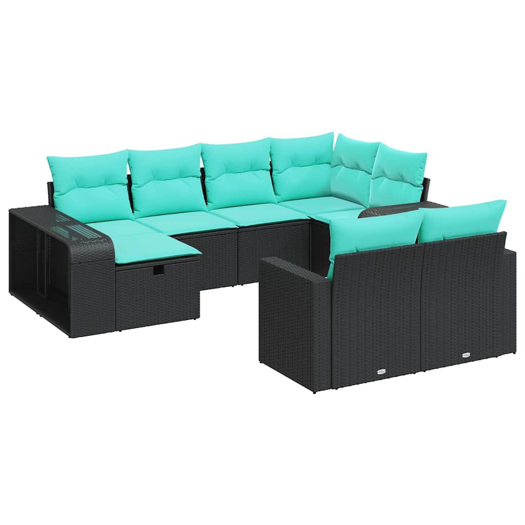 10-delige Loungeset met kussens poly rattan zwart is nu te koop bij PeponiXL, paradijselijk wonen!