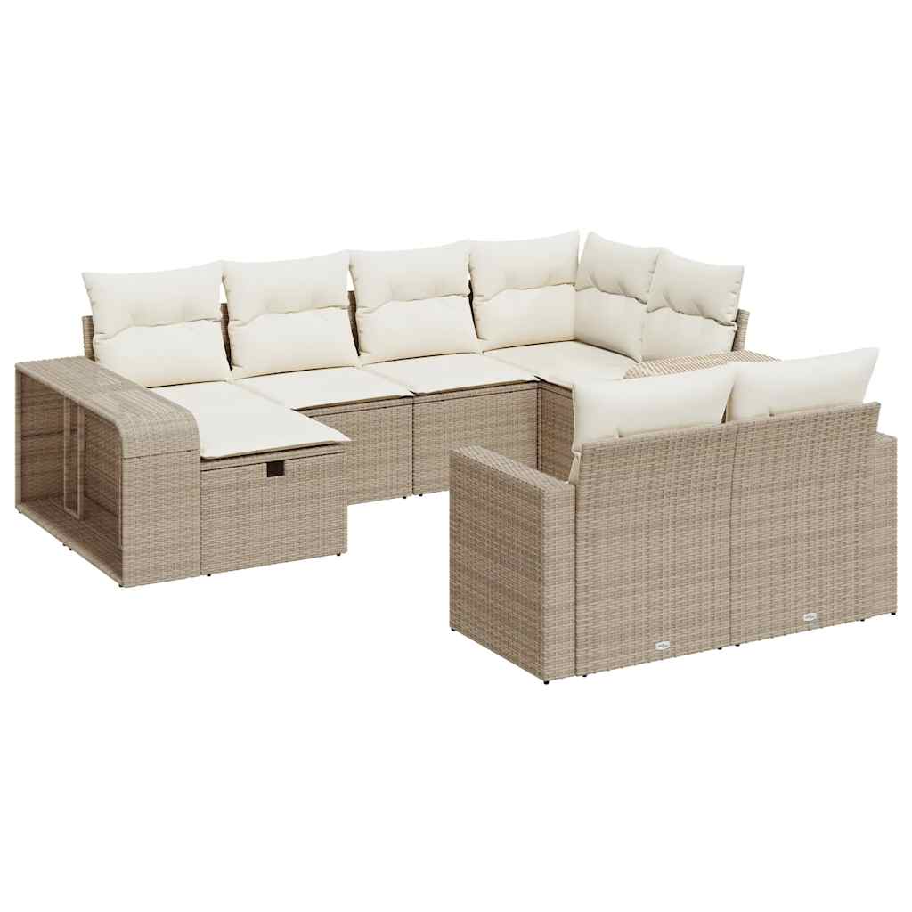 10-delige Loungeset met kussens poly rattan beige is nu te koop bij PeponiXL, paradijselijk wonen!