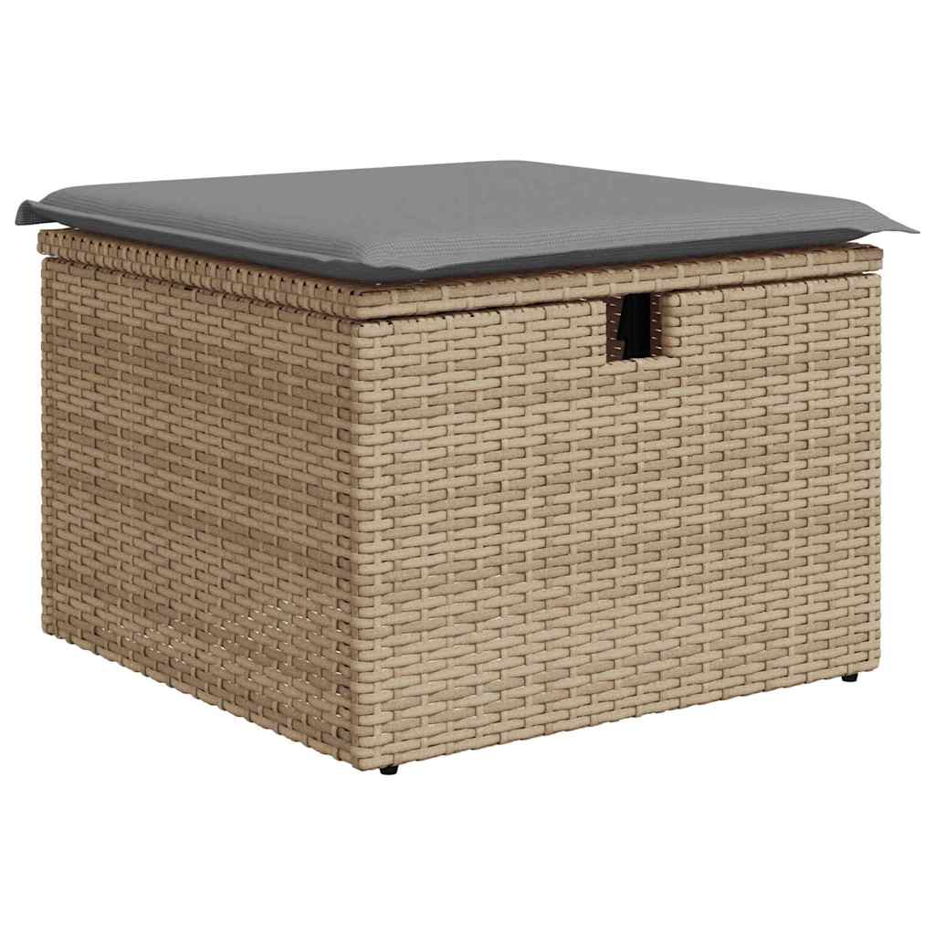 10-delige Loungeset met kussens poly rattan beige
