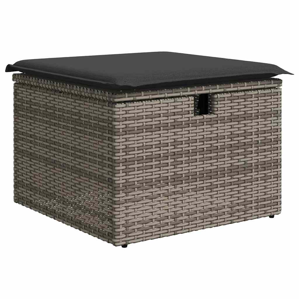 10-delige Loungeset met kussens poly rattan grijs