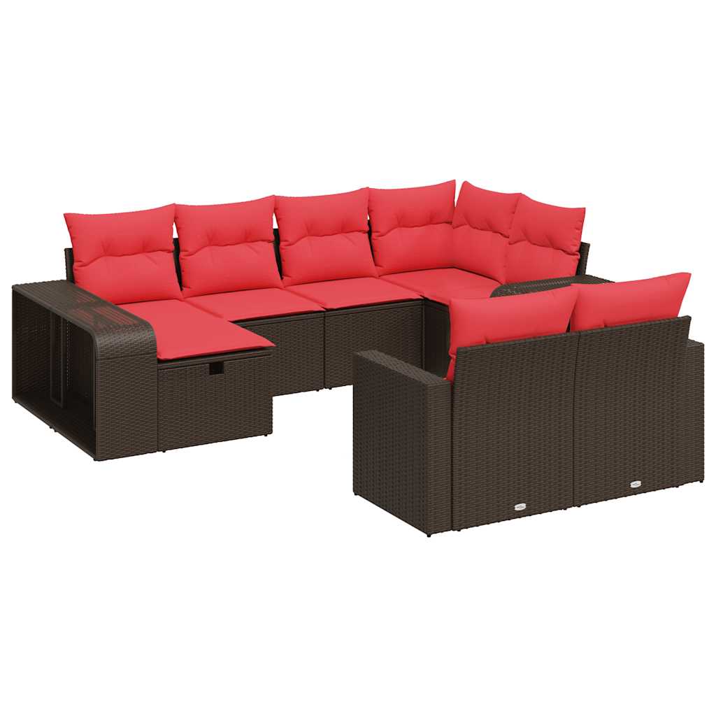 10-delige Loungeset met kussens poly rattan bruin is nu te koop bij PeponiXL, paradijselijk wonen!