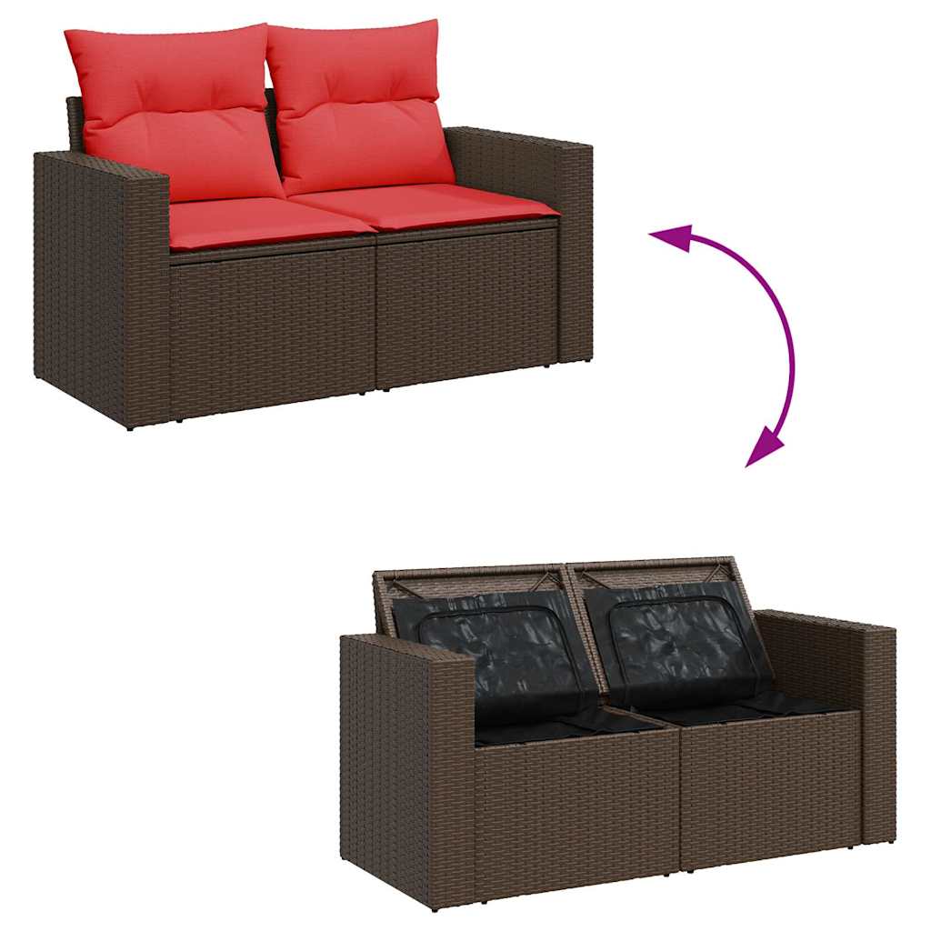10-delige Loungeset met kussens poly rattan bruin is nu te koop bij PeponiXL, paradijselijk wonen!