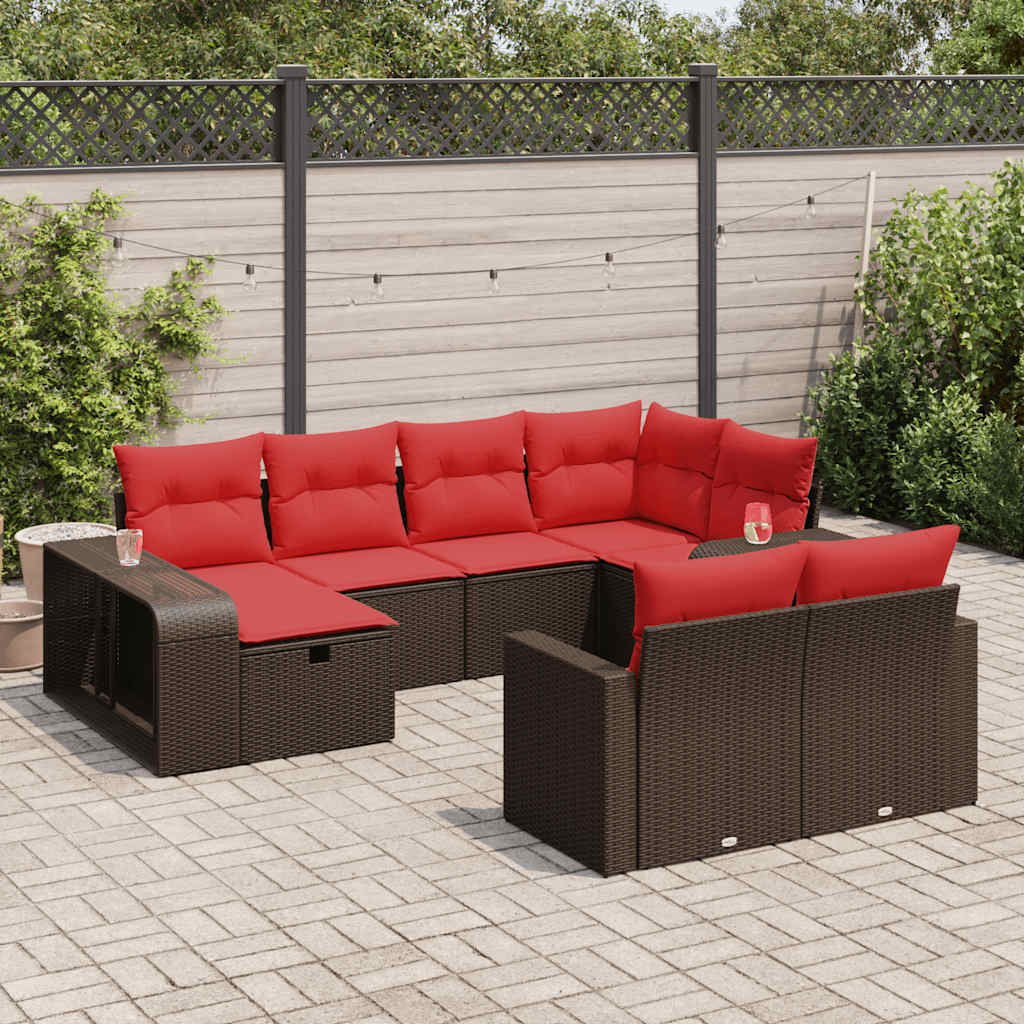 10-delige Loungeset met kussens poly rattan bruin is nu te koop bij PeponiXL, paradijselijk wonen!