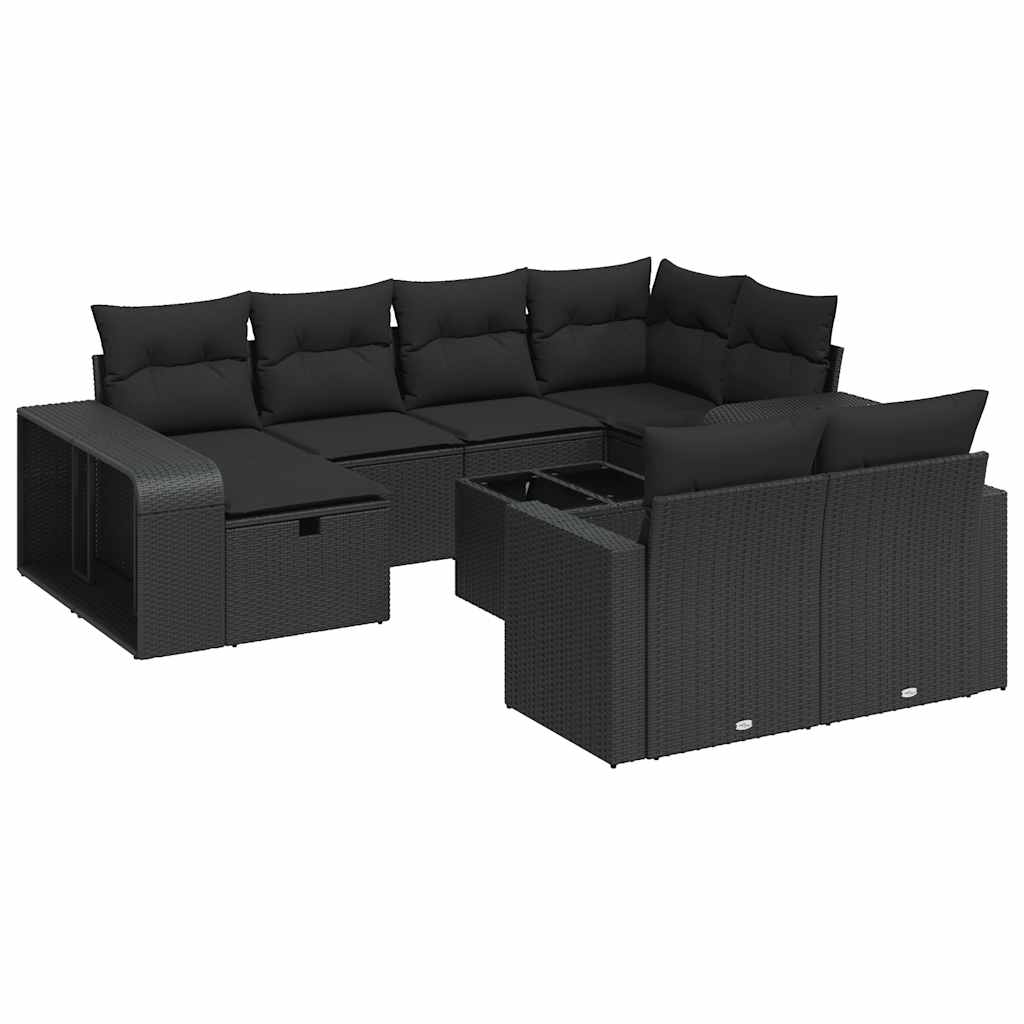11-delige Loungeset met kussens poly rattan zwart is nu te koop bij PeponiXL, paradijselijk wonen!