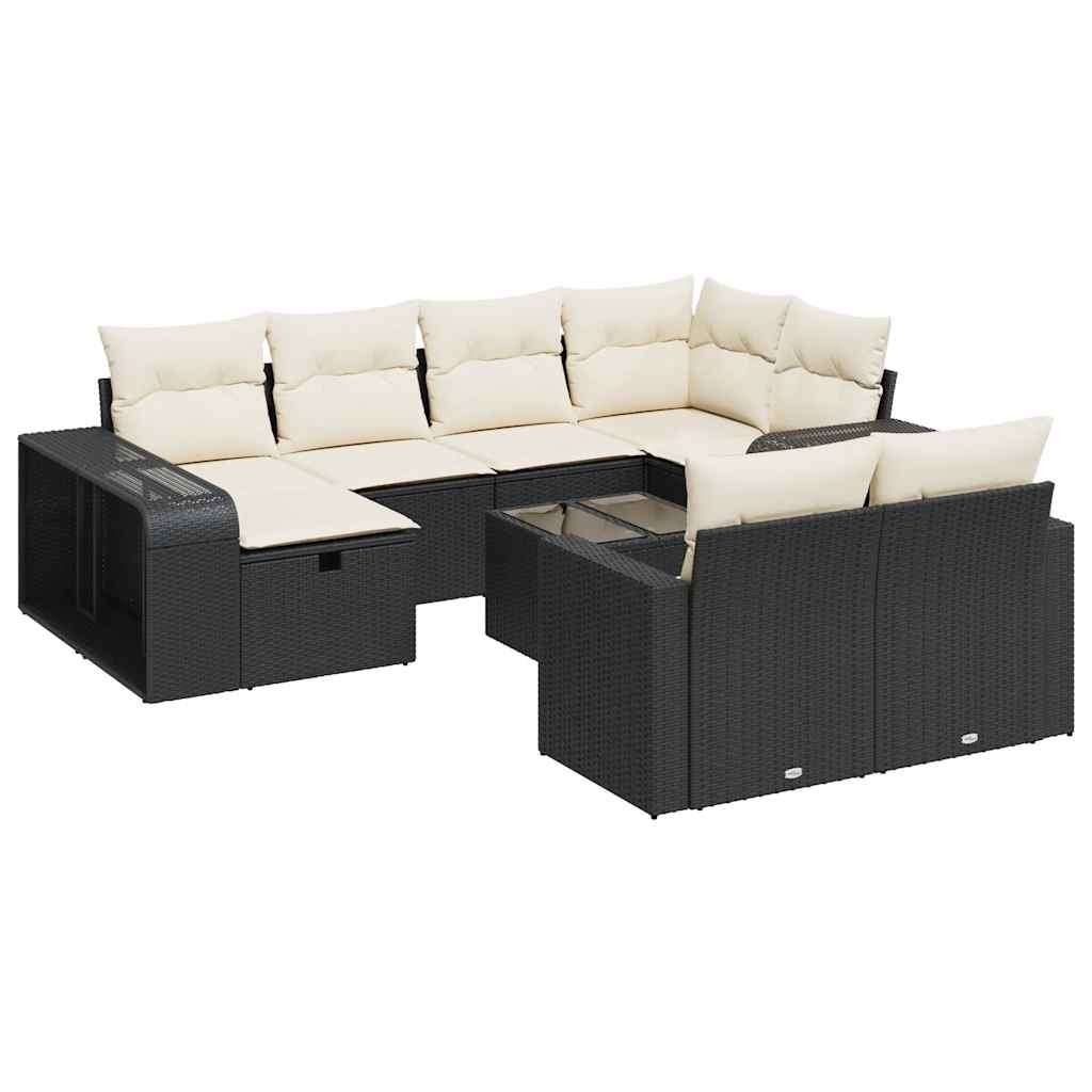 11-delige Loungeset met kussens poly rattan zwart is nu te koop bij PeponiXL, paradijselijk wonen!