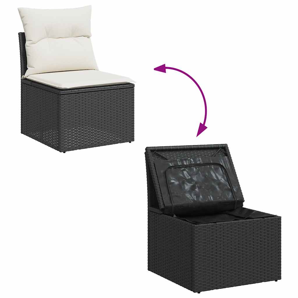 11-delige Loungeset met kussens poly rattan zwart is nu te koop bij PeponiXL, paradijselijk wonen!