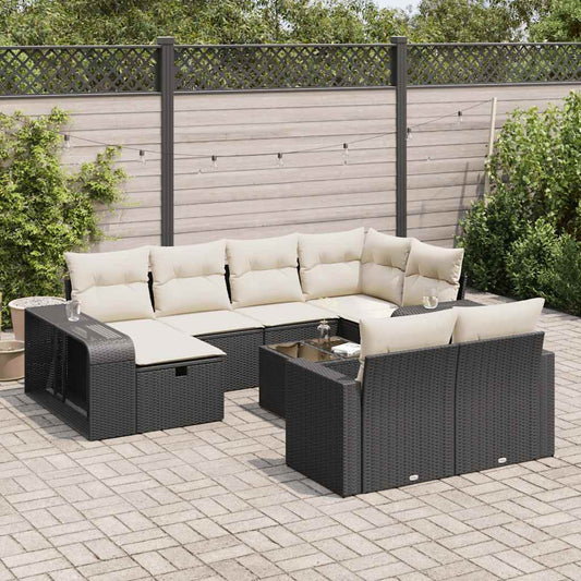 11-delige Loungeset met kussens poly rattan zwart is nu te koop bij PeponiXL, paradijselijk wonen!