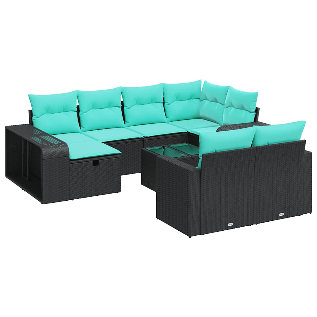 11-delige Loungeset met kussens poly rattan zwart is nu te koop bij PeponiXL, paradijselijk wonen!