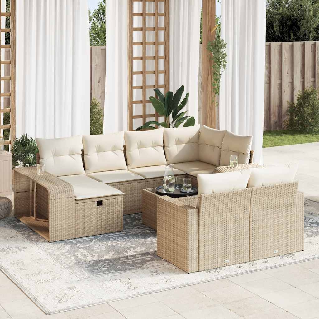 11-delige Tuinset met kussens poly rattan beige is nu te koop bij PeponiXL, paradijselijk wonen!