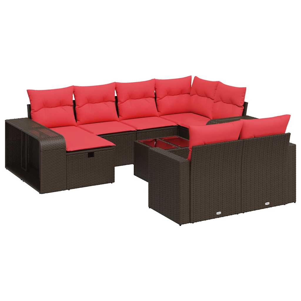 11-delige Loungeset met kussens poly rattan bruin is nu te koop bij PeponiXL, paradijselijk wonen!