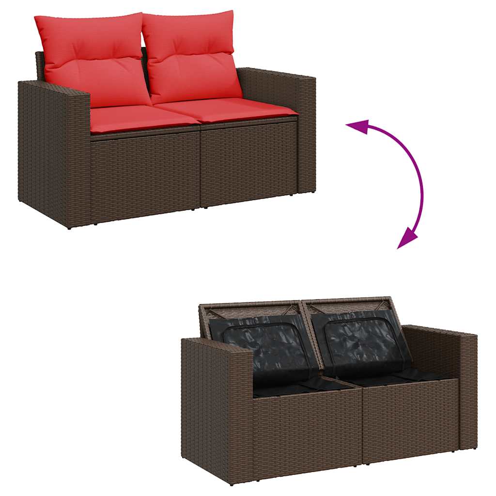 11-delige Loungeset met kussens poly rattan bruin is nu te koop bij PeponiXL, paradijselijk wonen!