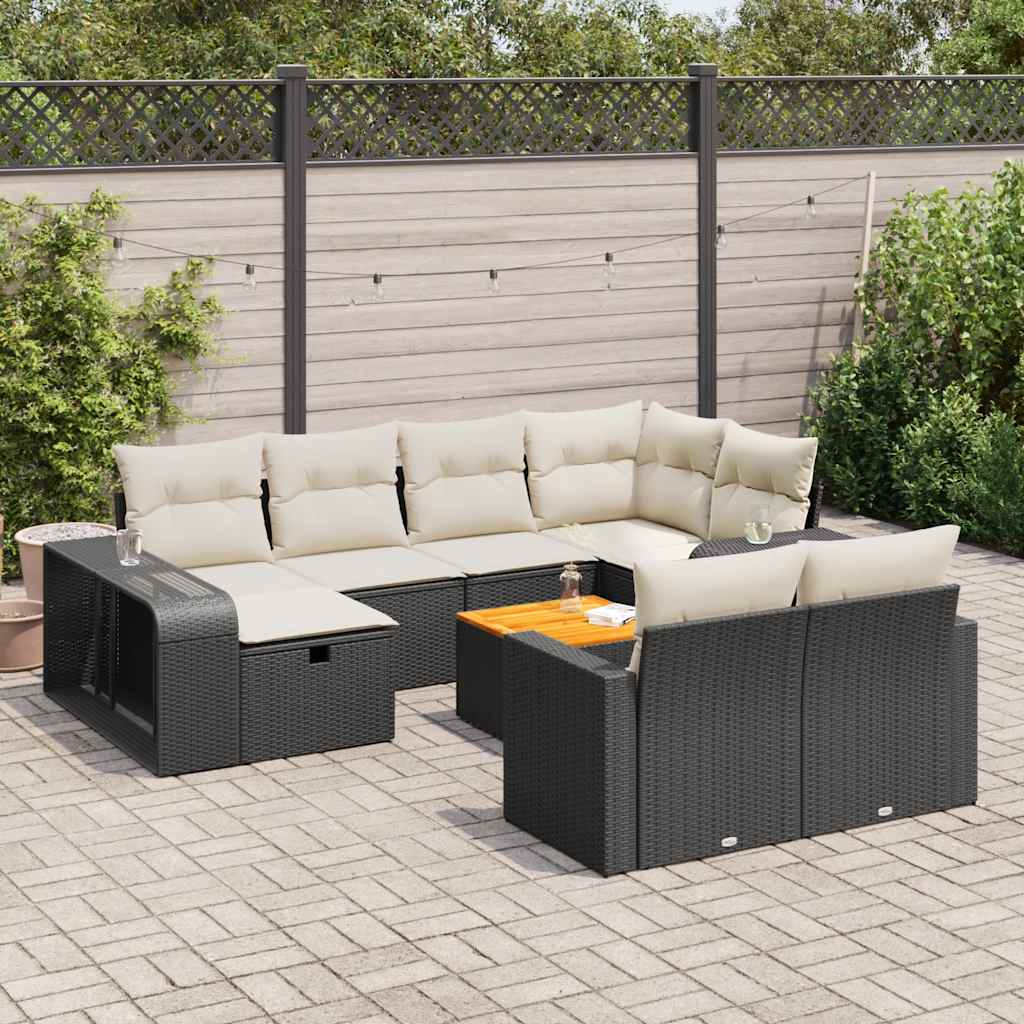 11-delige Loungeset met kussens poly rattan zwart is nu te koop bij PeponiXL, paradijselijk wonen!