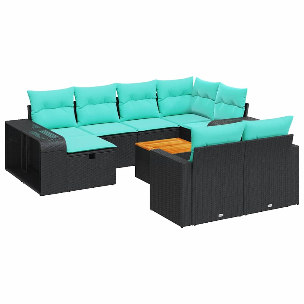 11-delige Loungeset met kussens poly rattan zwart is nu te koop bij PeponiXL, paradijselijk wonen!