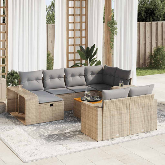 11-delige Tuinset met kussens poly rattan beige is nu te koop bij PeponiXL, paradijselijk wonen!