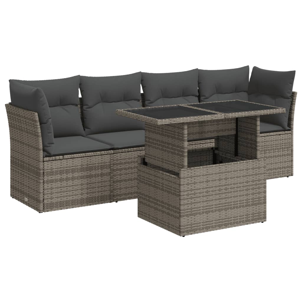 5-delige Loungeset met kussens poly rattan grijs is nu te koop bij PeponiXL, paradijselijk wonen!