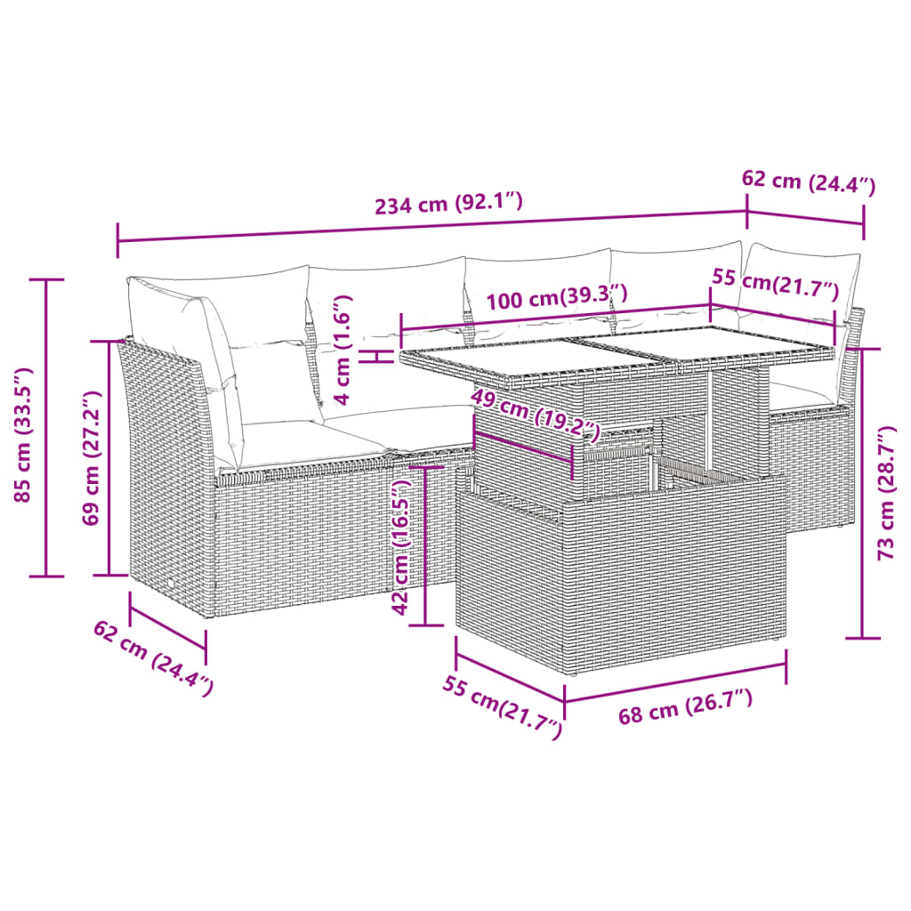 5-delige Loungeset met kussens poly rattan lichtgrijs is nu te koop bij PeponiXL, paradijselijk wonen!