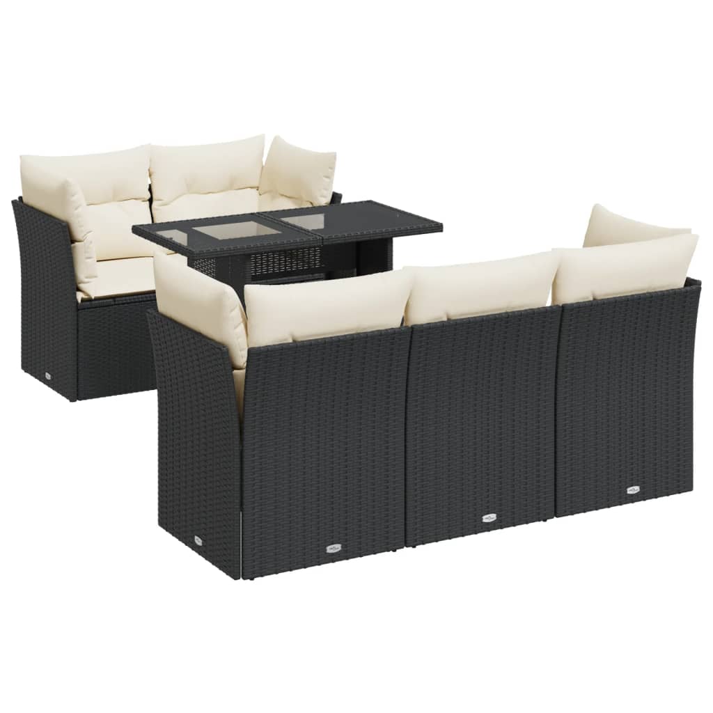 6-delige Loungeset met kussens poly rattan zwart is nu te koop bij PeponiXL, paradijselijk wonen!