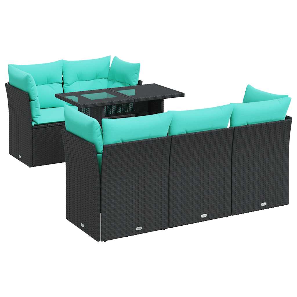 6-delige Loungeset met kussens poly rattan acacia zwart is nu te koop bij PeponiXL, paradijselijk wonen!