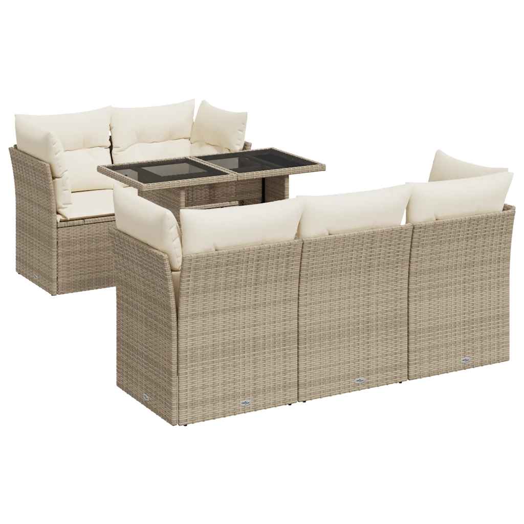 6-delige Loungeset met kussens poly rattan beige is nu te koop bij PeponiXL, paradijselijk wonen!