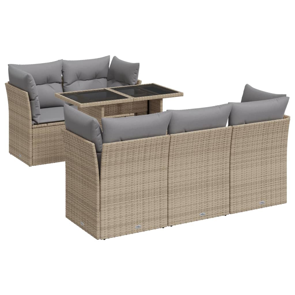 6-delige Loungeset met kussens poly rattan beige is nu te koop bij PeponiXL, paradijselijk wonen!
