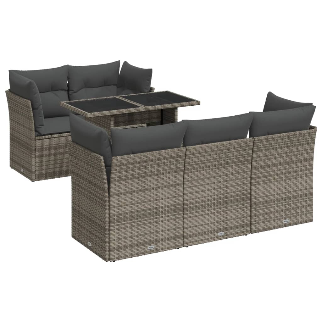 6-delige Loungeset met kussens poly rattan grijs is nu te koop bij PeponiXL, paradijselijk wonen!