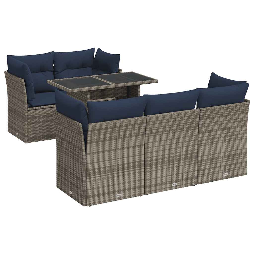 6-delige Loungeset met kussens poly rattan acacia grijs is nu te koop bij PeponiXL, paradijselijk wonen!