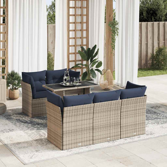 6-delige Loungeset met kussens poly rattan acacia grijs is nu te koop bij PeponiXL, paradijselijk wonen!
