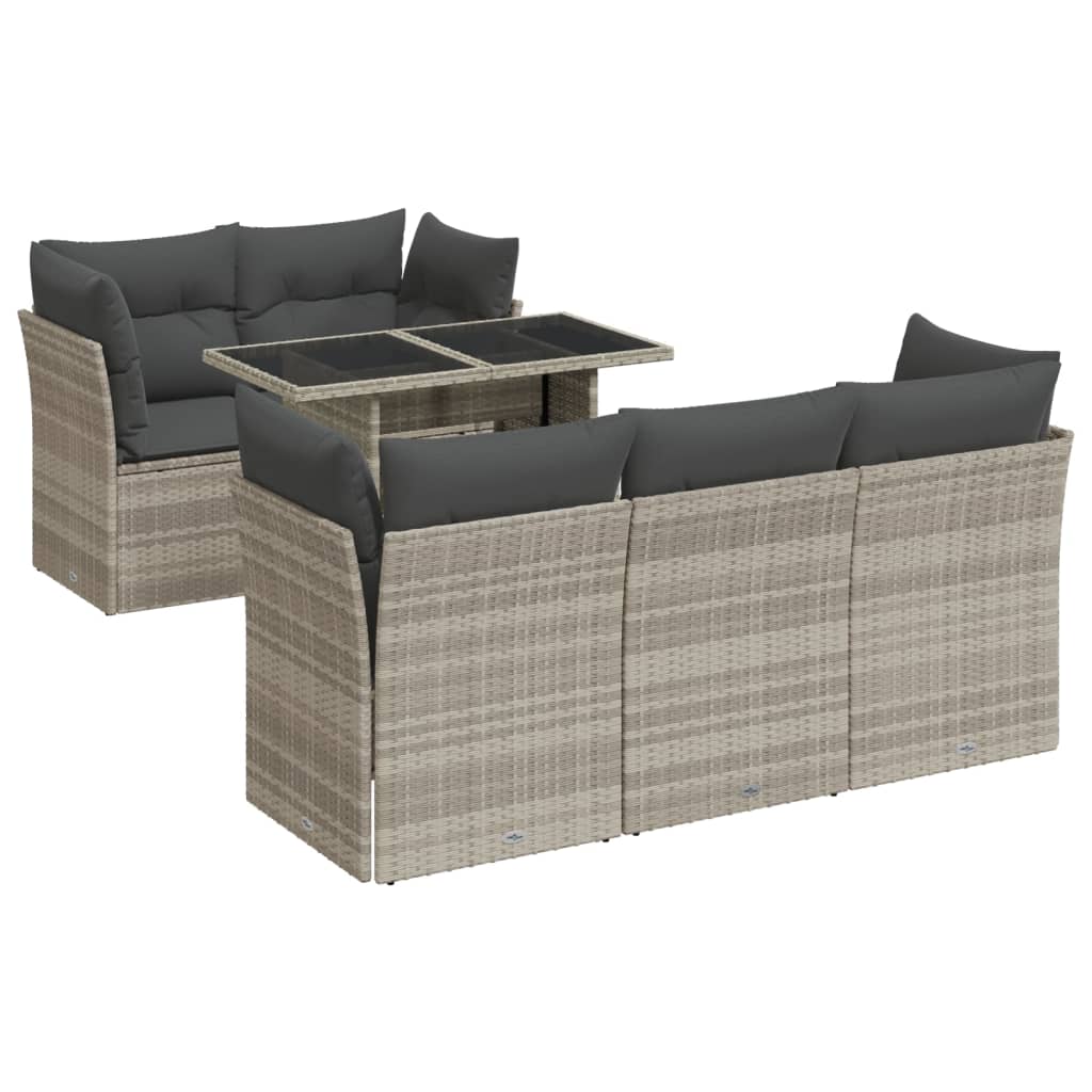 6-delige Loungeset met kussens poly rattan lichtgrijs is nu te koop bij PeponiXL, paradijselijk wonen!