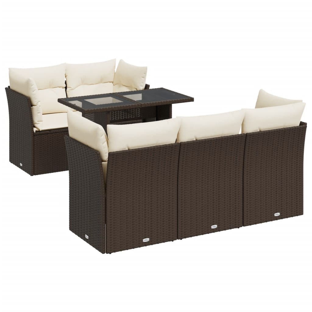 6-delige Loungeset met kussens poly rattan bruin is nu te koop bij PeponiXL, paradijselijk wonen!