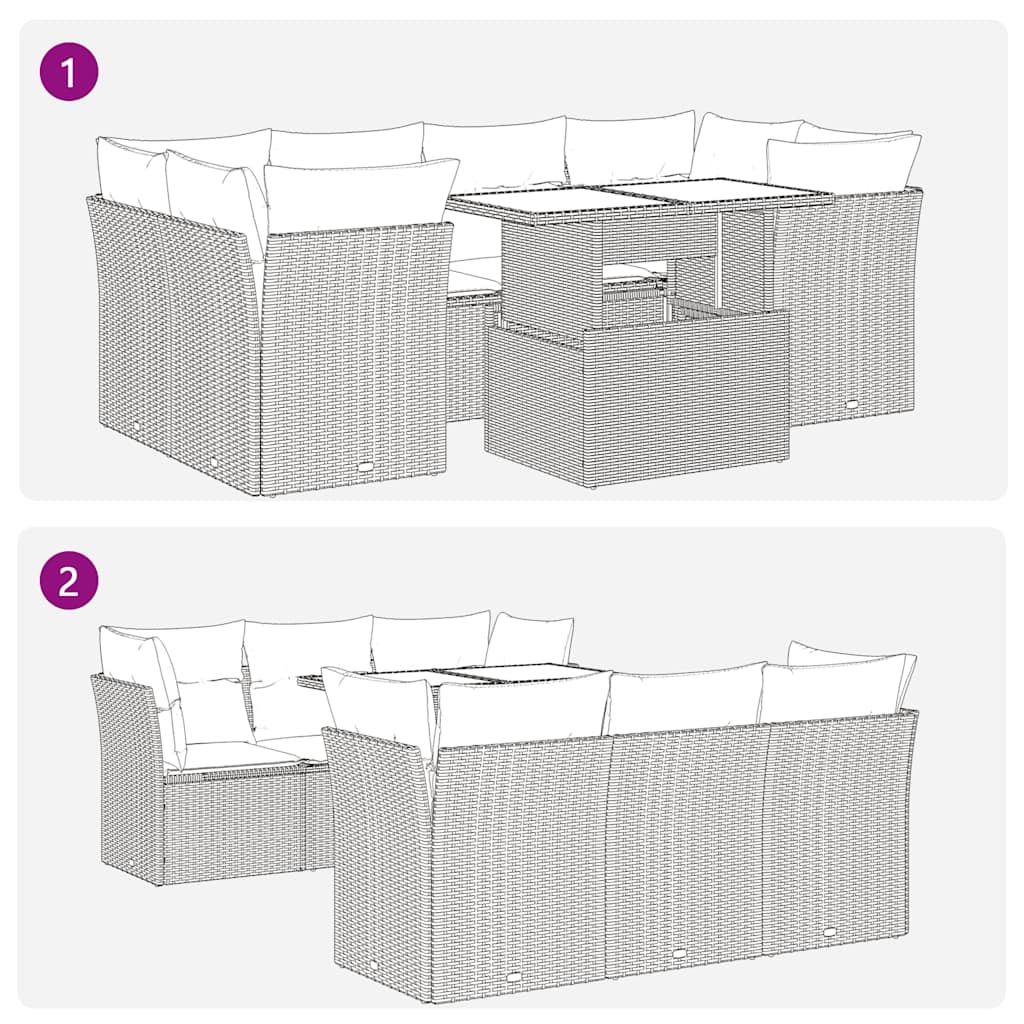 7-delige Loungeset met kussens poly rattan beige is nu te koop bij PeponiXL, paradijselijk wonen!