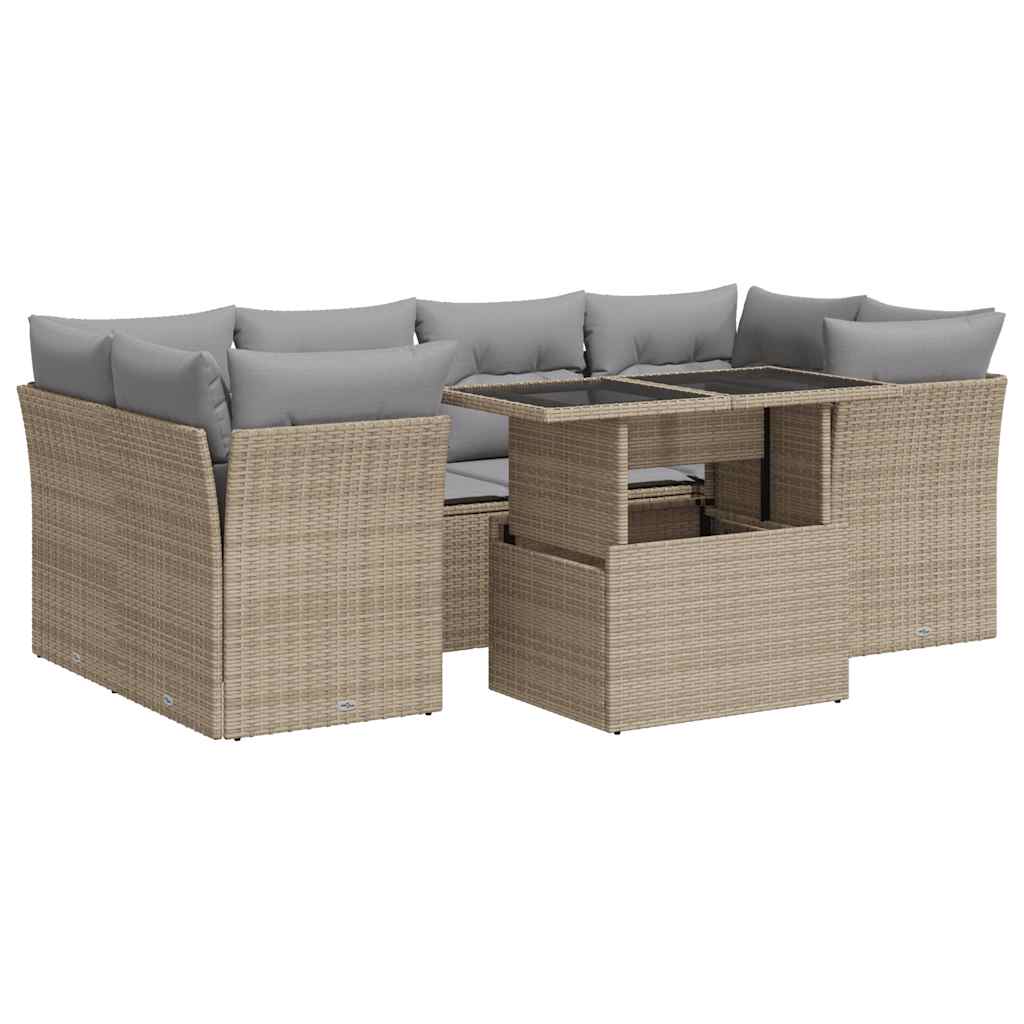 7-delige Loungeset met kussens poly rattan beige is nu te koop bij PeponiXL, paradijselijk wonen!