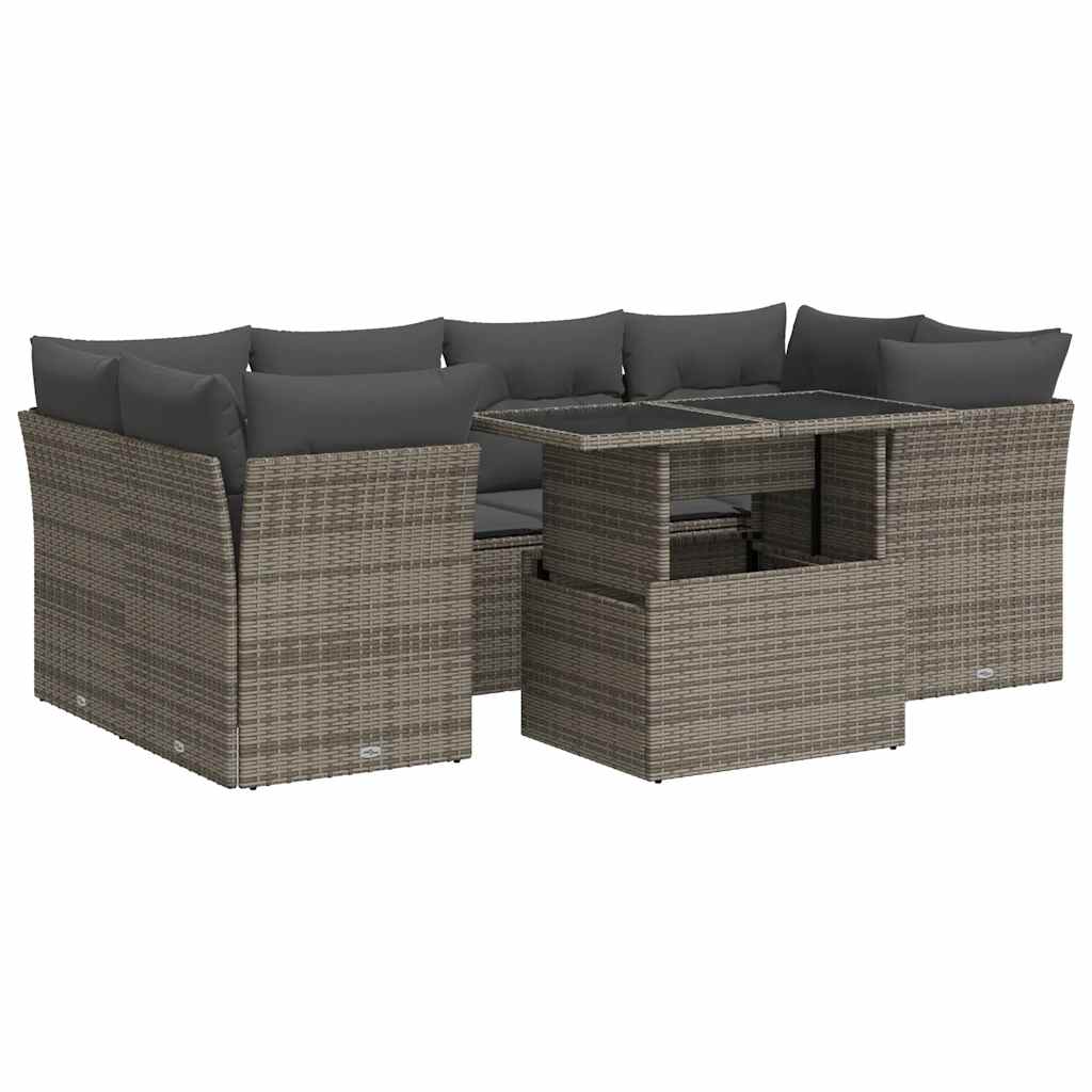 7-delige Loungeset met kussens poly rattan grijs is nu te koop bij PeponiXL, paradijselijk wonen!