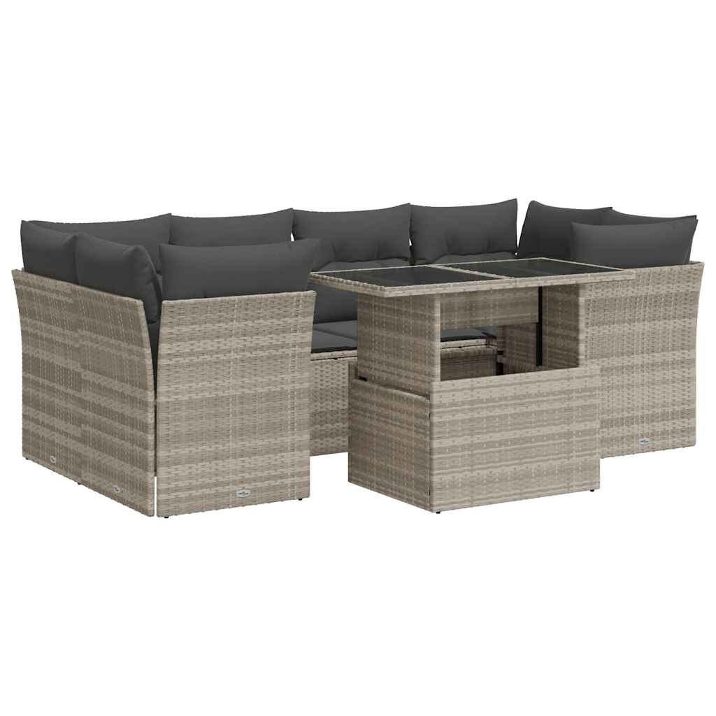 7-delige Loungeset met kussens poly rattan lichtgrijs is nu te koop bij PeponiXL, paradijselijk wonen!