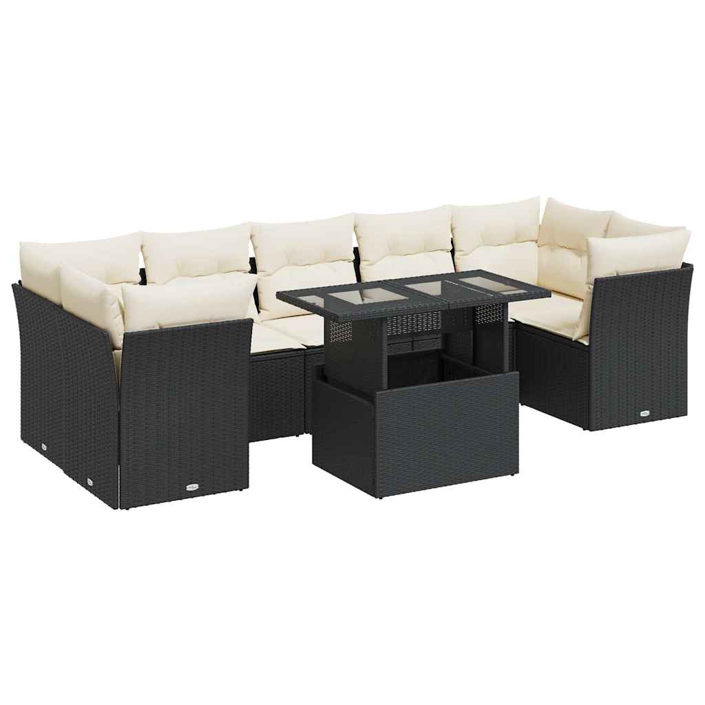 8-delige Loungeset met kussens poly rattan zwart is nu te koop bij PeponiXL, paradijselijk wonen!