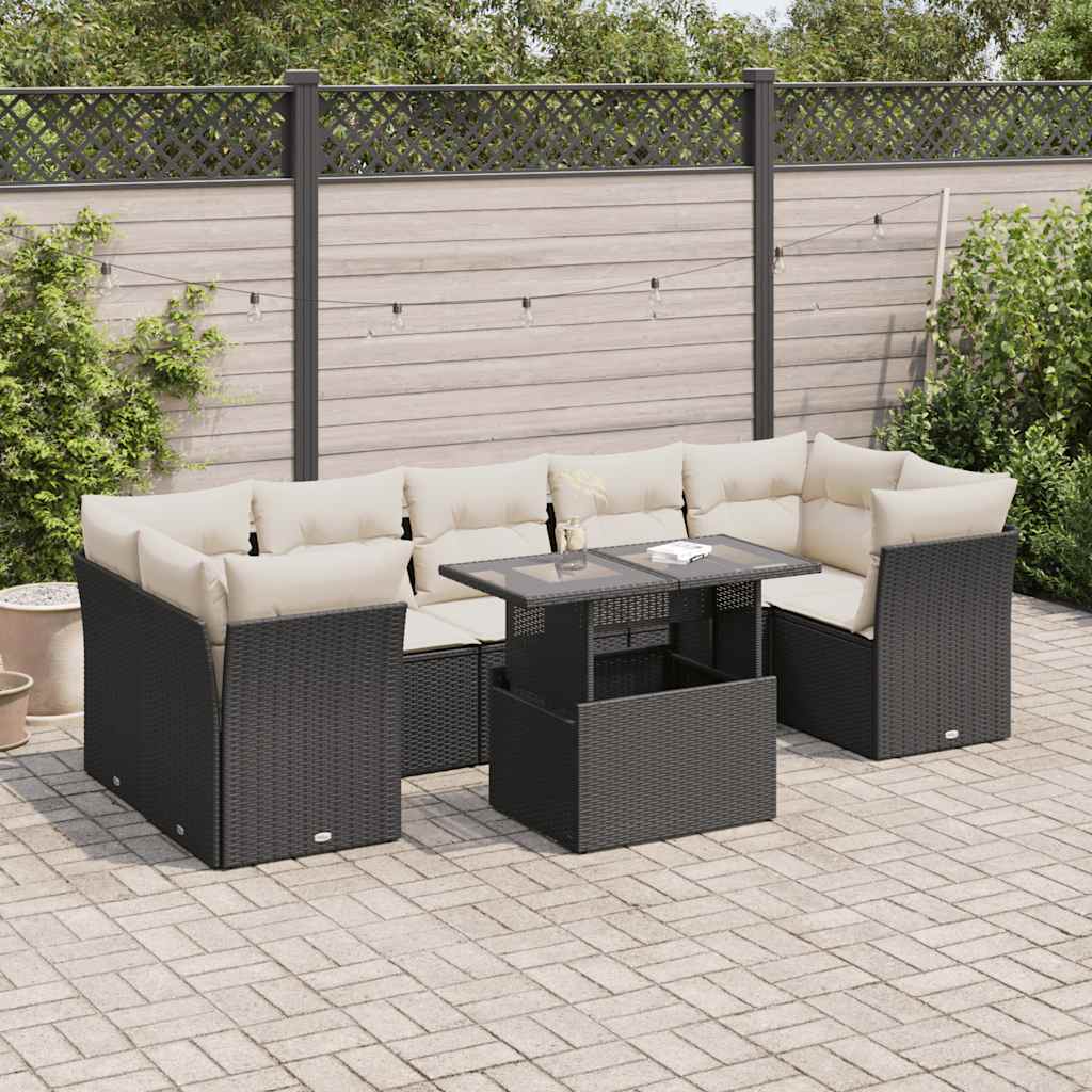 8-delige Loungeset met kussens poly rattan zwart is nu te koop bij PeponiXL, paradijselijk wonen!