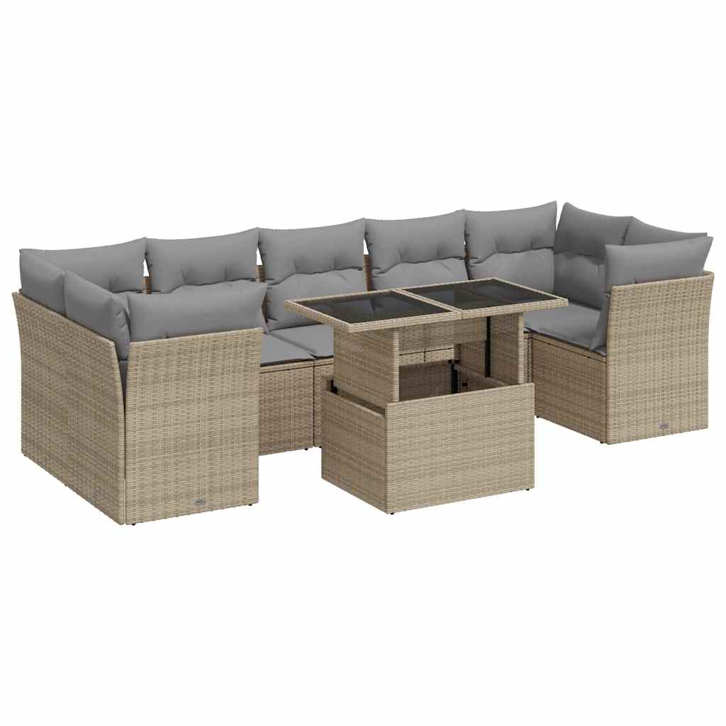 8-delige Loungeset met kussens poly rattan beige is nu te koop bij PeponiXL, paradijselijk wonen!