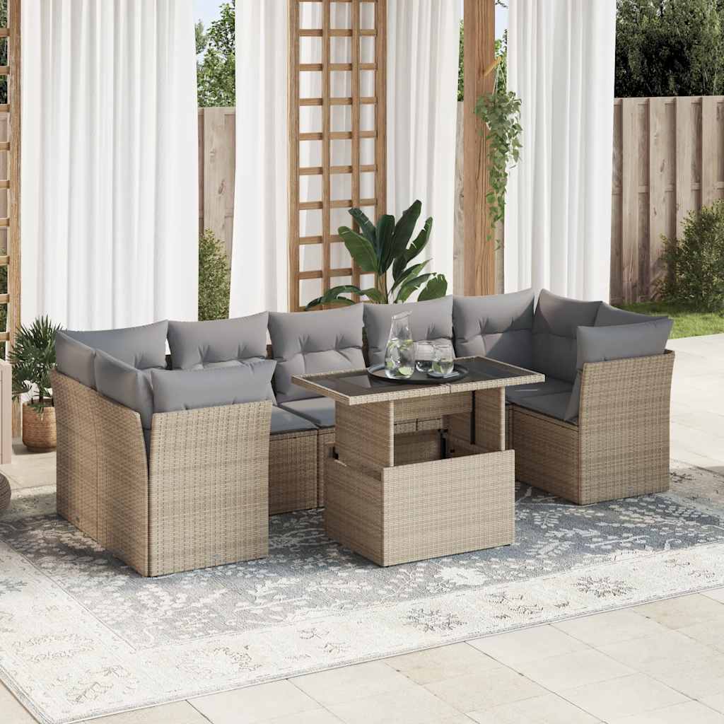 8-delige Loungeset met kussens poly rattan beige is nu te koop bij PeponiXL, paradijselijk wonen!