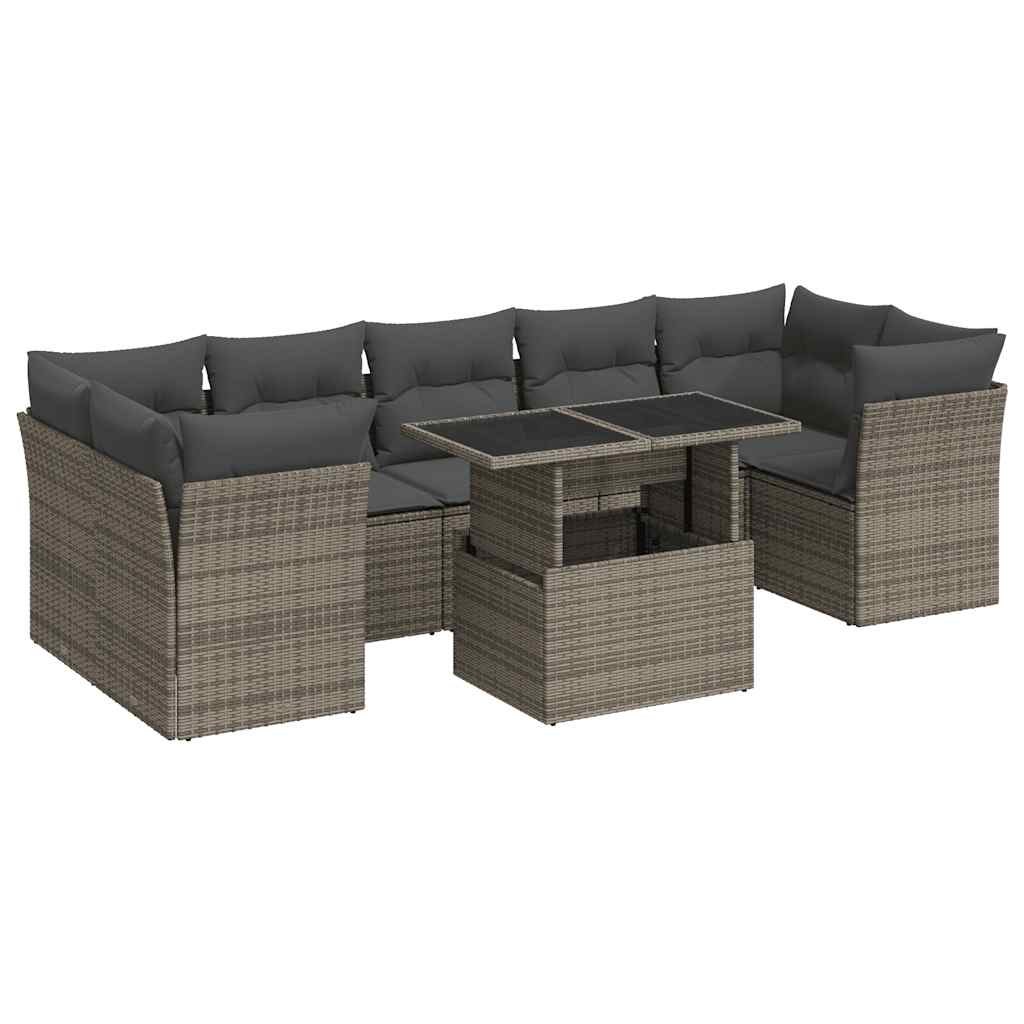 8-delige Loungeset met kussens poly rattan grijs is nu te koop bij PeponiXL, paradijselijk wonen!
