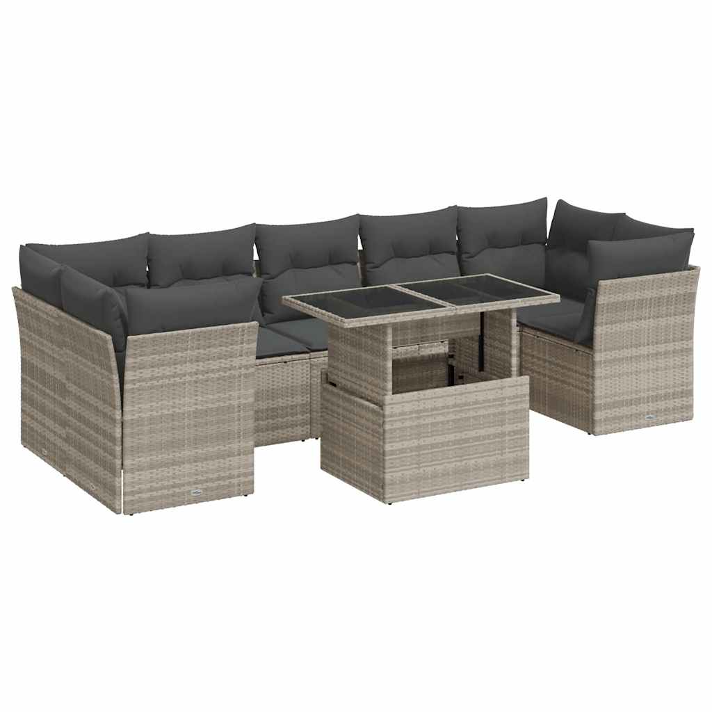 8-delige Loungeset met kussens poly rattan lichtgrijs is nu te koop bij PeponiXL, paradijselijk wonen!