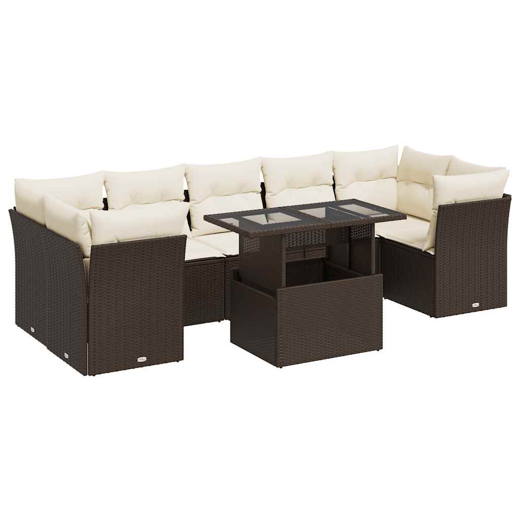 8-delige Loungeset met kussens poly rattan bruin is nu te koop bij PeponiXL, paradijselijk wonen!