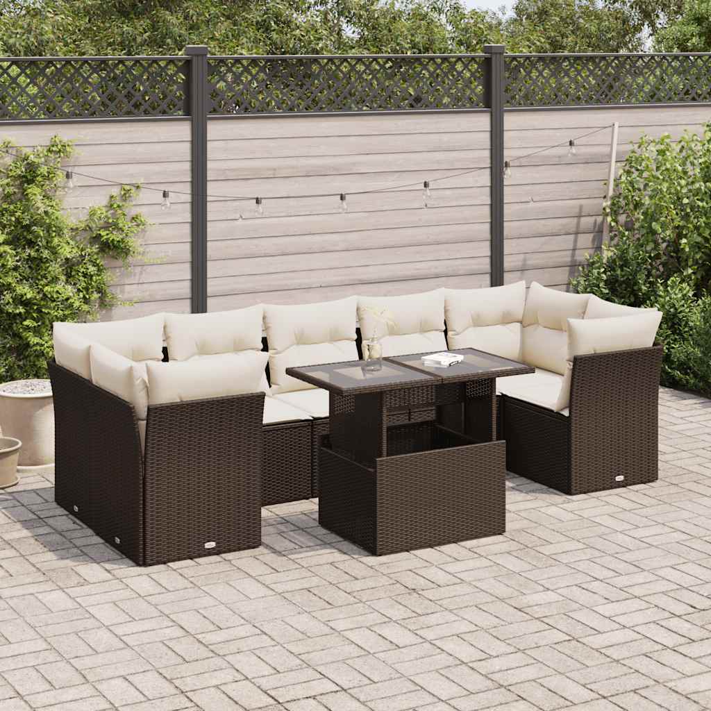 8-delige Loungeset met kussens poly rattan bruin is nu te koop bij PeponiXL, paradijselijk wonen!