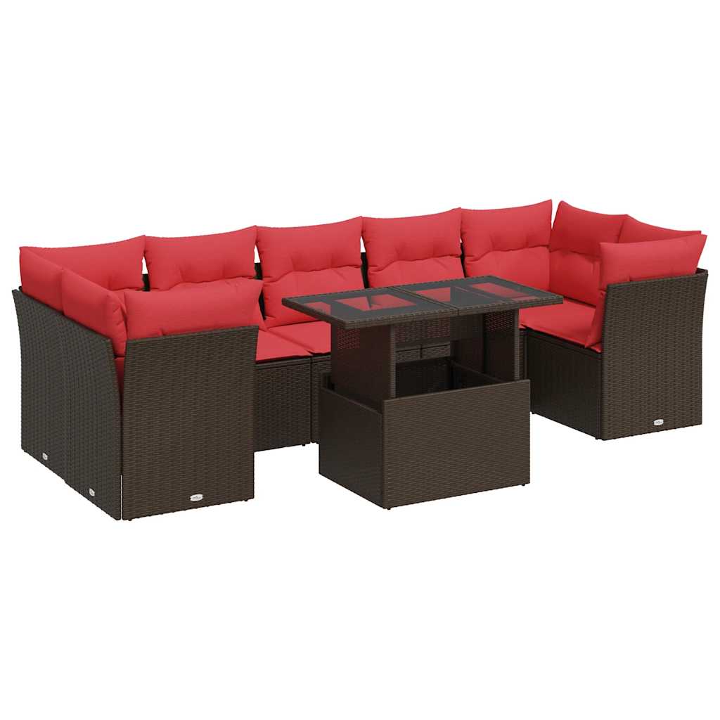 8-delige Loungeset met kussens poly rattan acacia bruin is nu te koop bij PeponiXL, paradijselijk wonen!