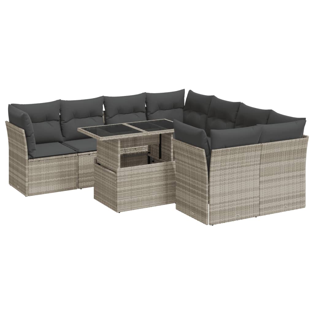 9-delige Loungeset met kussens poly rattan lichtgrijs is nu te koop bij PeponiXL, paradijselijk wonen!