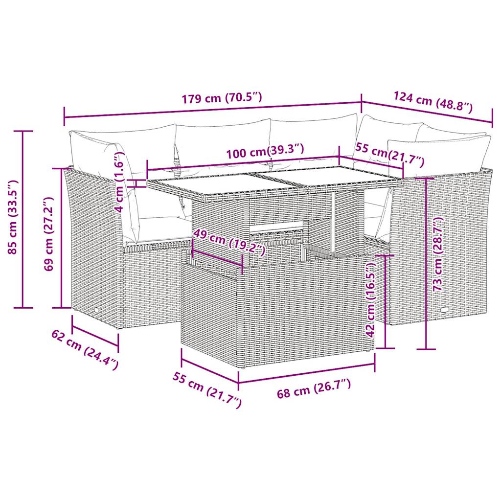 5-delige Loungeset met kussens poly rattan lichtgrijs is nu te koop bij PeponiXL, paradijselijk wonen!