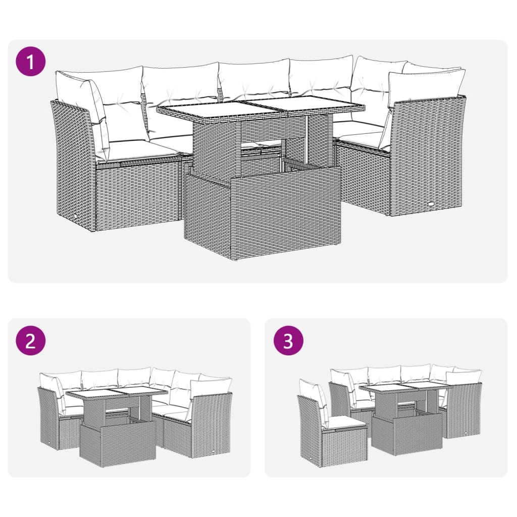 6-delige Loungeset met kussens poly rattan zwart is nu te koop bij PeponiXL, paradijselijk wonen!