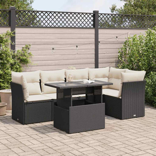 6-delige Loungeset met kussens poly rattan zwart is nu te koop bij PeponiXL, paradijselijk wonen!