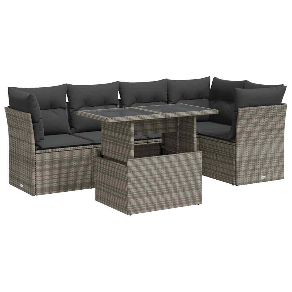 6-delige Loungeset met kussens poly rattan grijs is nu te koop bij PeponiXL, paradijselijk wonen!