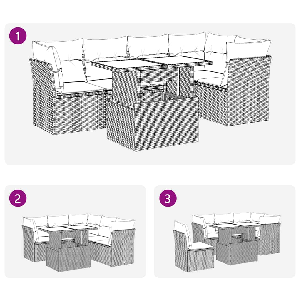 6-delige Loungeset met kussens poly rattan acacia grijs is nu te koop bij PeponiXL, paradijselijk wonen!